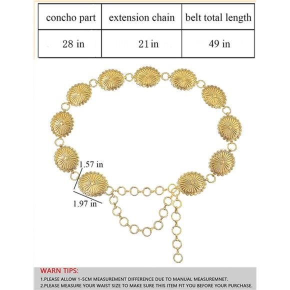 TOPACC Metal Chain Belt for Women Waist chains for Dresses Jeans Western Cowgirl